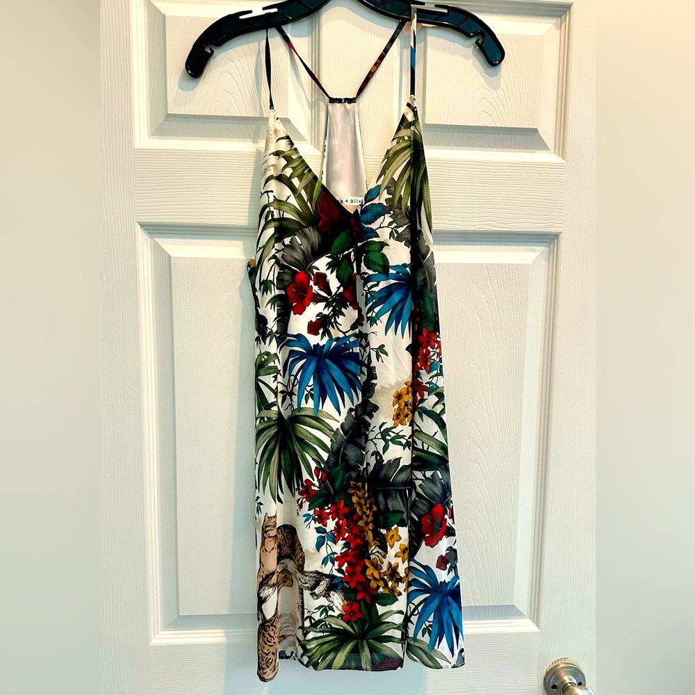 Alice + Olivia Jungle Print Mini Dress - Green, Red, Blue